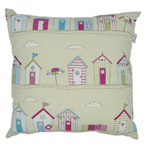 Beach Hut, Pink - (45cm x 45cm) Cushion